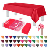 Grandipity red tablecloth rectangle 54x108 provides full coverage for 6 to 8 ft tables.