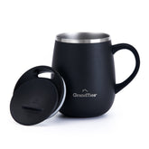 GRANDTIES insulated coffee mug with handle and sliding lid, ideal for commuting.
