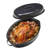 Granite Bowl turkey roaster pan with lid showing large capacity for holiday meals