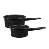 Granite Ware 1qt non-stick saucepan pour for smooth sauce release.