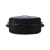 Granite Ware covered oval roaster delivers even browning for tender chicken.