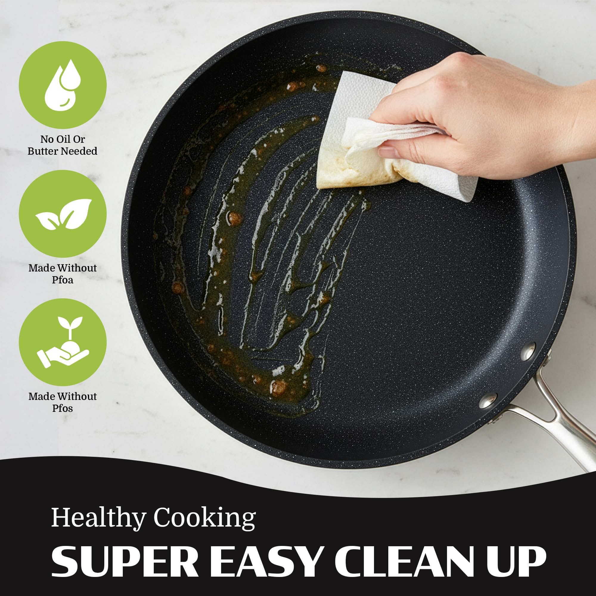 Granitestone utensils complete the set for immediate cooking.