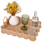 GRANNY SAYS scalloped-edge rectangle wicker serving tray front view, durable decorative serveware for daily meals