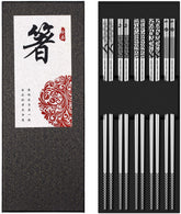 Greatamzor metal chopsticks with engraved pattern for durable dining