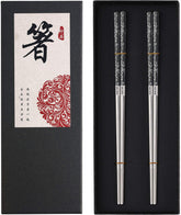 Greatamzor stainless steel chopsticks with titanium pattern for durable daily use