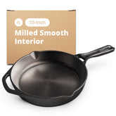 Greater Goods cast iron skillet 10-inch for versatile cooking on any heat source that retains heat.