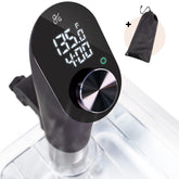 Greater Goods sous vide machine LED display shows precise temperature at a glance