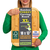 Greener Chef 18-inch carving board viewed top view with juice groove for clean carving.