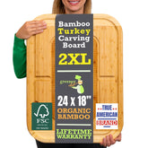 Greener Chef 24-inch bamboo carving board top view for easy turkey carving and serving.