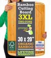 Greener Chef 30x20 cutting board with ample prep space for large meals.