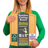 Greener Chef 15-inch bamboo board, top view, ideal for everyday meal prep.