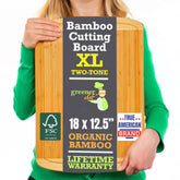 Greener Chef bamboo cutting board with XL surface ideal for spacious prep.