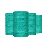 Greenline Goods Hobnail glasses in blue green, front view for elegant tableware.