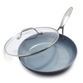 GreenPan Valencia Pro 10-inch fry pan with lid for precise browning and easy cleanup.