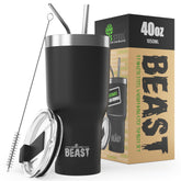 Greens Steel Beast 40 oz tumbler with matte black finish shows a premium temperature-controlled design