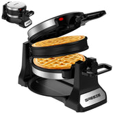 Greeze waffle maker with 180 flip for even batter distribution and fluffy interiors