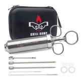 GRILL BUMP meat injector syringe kit with 3 needles for even flavor distribution