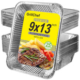 GrillChef aluminum foil pans with lids in 25-pack ready for catering and transport