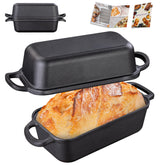 GRMlmosa 2-in-1 cast iron bread pan with lid on for versatile baking.
