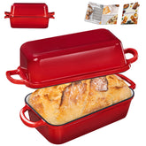 GRMlmosa 2-in-1 cast iron loaf pan with lid for versatile baking