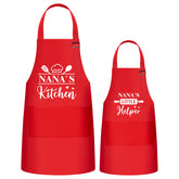 GROBRO7 kids-adult apron set with Nana pattern, keeps clothes cleaner during crafts.