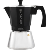 GROSCHE Milano moka pot brews rich espresso crema on stove