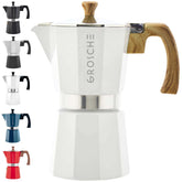 GROSCHE White Milano stovetop espresso maker ready for rich at-home espresso brews