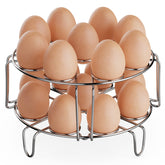 GSlife Egg Steamer Rack top view in an 8-quart pot, showing egg capacity.