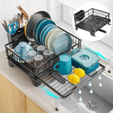 GSlife Extendable Dish Rack fully extended saves counter space for large kitchens