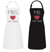 GSM Brands Mr. Est. 2025 apron protects clothing during playful cooking.