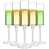 GuanQiao 12-pack plastic champagne flutes with 6oz capacity for elegant, spill-resistant celebrations.