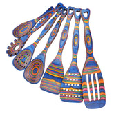 Gudamaye pakkawood 7-piece utensil set with vibrant grains for safe non-stick cooking