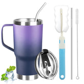 GUDEMAO 20oz tumbler with handle in purple navy for easy on-the-go beverages