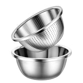 Gulex 5-quart colander and 8.2-inch mixing bowl in stainless steel for vegetables and rice