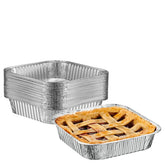 GUSTO 8x8 square foil pans stacked for easy storage and ready use