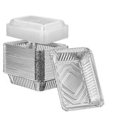 GUSTO 2 lb disposable foil pans with clear lids for easy takeout and fresh presentation.