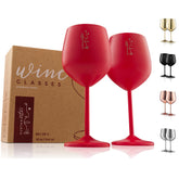 Gusto Nostro unbreakable stainless steel wine glass with a sturdy base for outdoor use