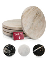 Gusto Nostro Travertine Coaster: round absorbent surface protects tables from spills.