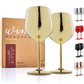 Gusto Nostro stainless steel wine glass 18oz top view highlights durable travel-ready design