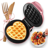 GVAKMM mini heart waffle maker front view, ideal for cozy breakfasts