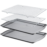 Gymdin baking sheet carbon steel 17x11 front view for even bake performance.