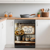 GYYGOO rustic sunflowers dishwasher cover on appliance, adds farmhouse charm.