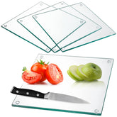 Hacaroa glass cutting boards set of 4, top view for compact kitchen prep