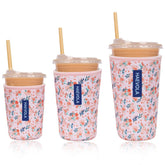 Haevola blush ditsy sleeve pattern keeps drinks cold and hands dry during daily coffee runs.