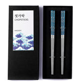 Hagary Blue Wave chopsticks pair for elegant Asian dining.