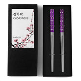 Hagary Cherry Blossom Pattern Chopsticks in purple add elegant Zen flair to meals.