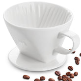 hailanbao handmade pour over ceramic dripper white front view for precise manual brewing