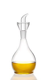 HAIZEEN clear glass olive oil dispenser with drip-free pour spout for mess-free kitchen use.
