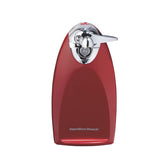 Hamilton Beach electric can opener front view in red for easy kitchen use