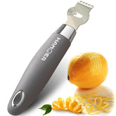 HAMOER lemon zester tool close-up showing fine zest holes for bright citrus